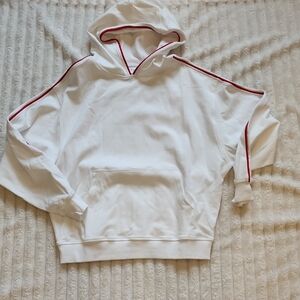 P'tula Feels Good White Hoodie with Red Trim